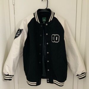 black & white varsity jacket size women’s extra small